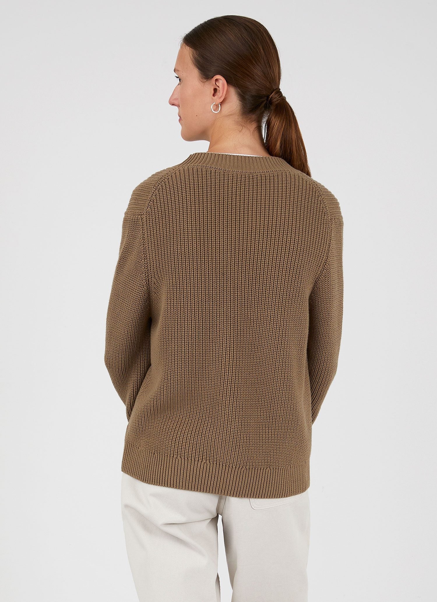 Women's Cotton Cardigan in Dark Tan