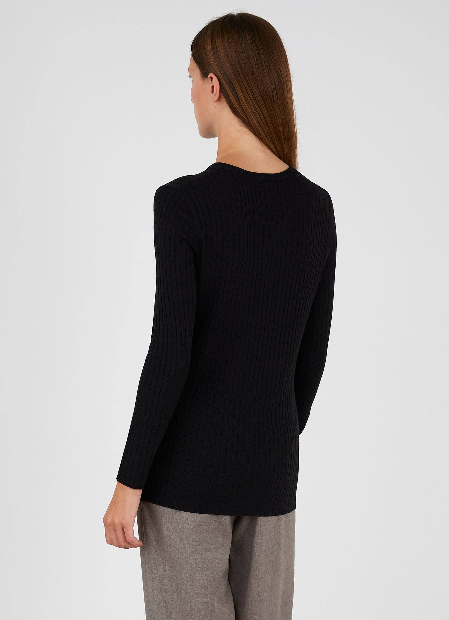 Women's Merino Silk Henley in Black