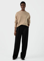 Women's Lambswool Crewneck Jumper in Light Camel