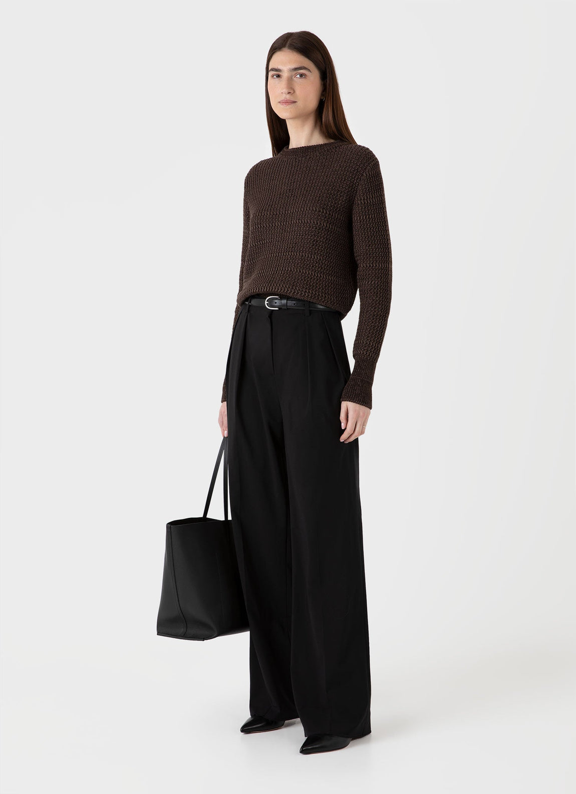 Women's Cotton Stitch Jumper in Coffee Twist