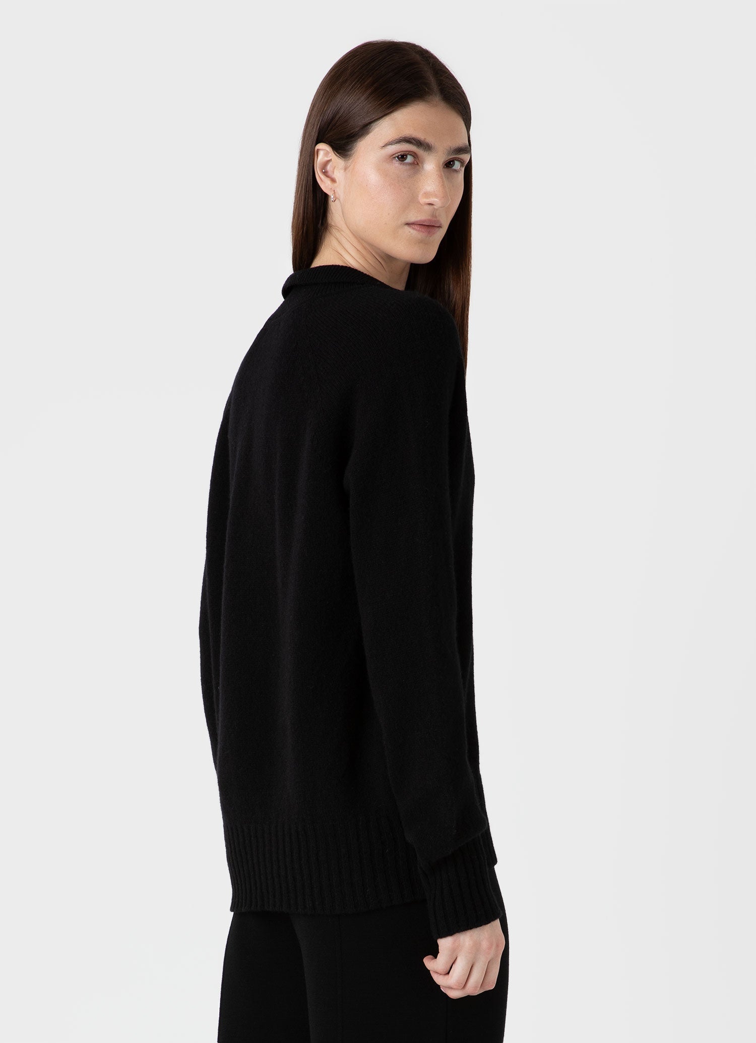 Women's Lambswool Polo Jumper in Black