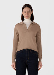 Women's Silk Polo in Oat