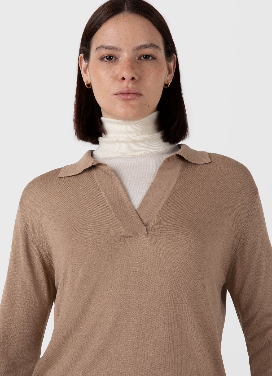 Women's Silk Polo in Oat