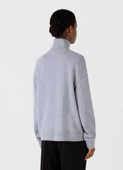 Women's Half Zip Loopback Sweatshirt in Grey Melange