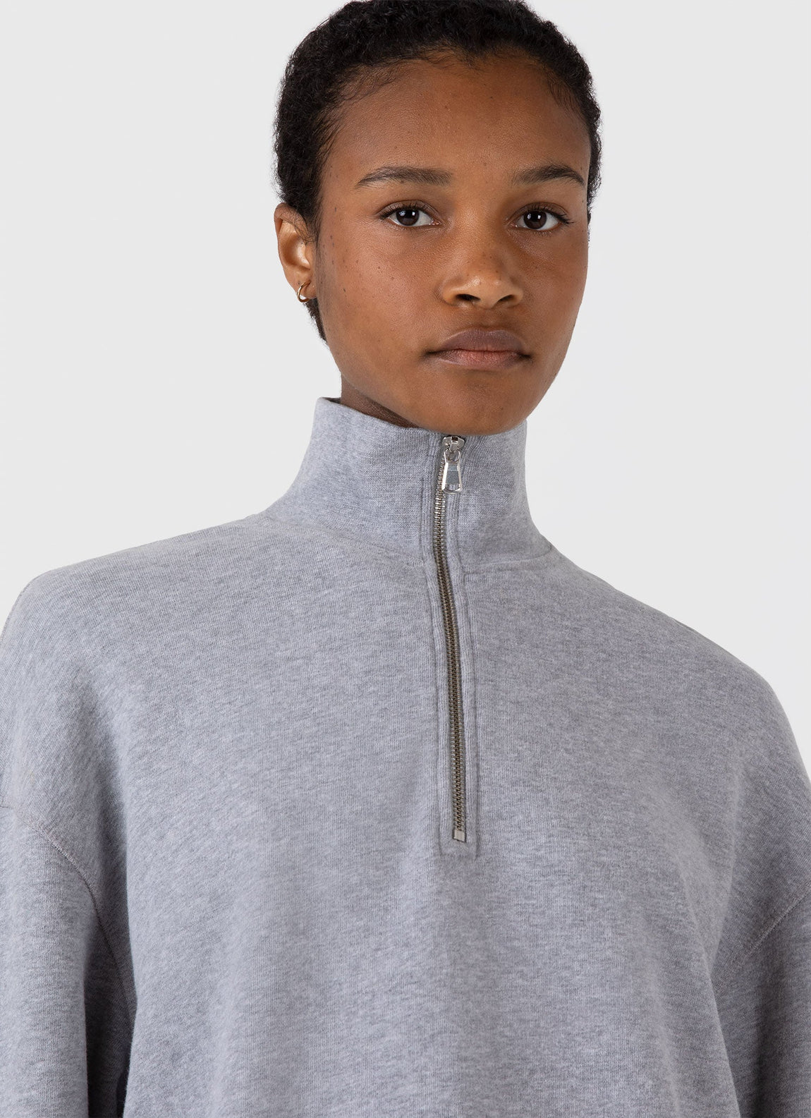 Women's Half Zip Loopback Sweatshirt in Grey Melange