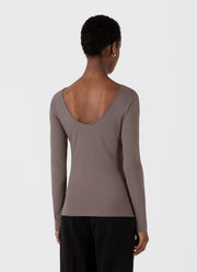 Women's Stretch Cotton Scoop Back Top in Cedar