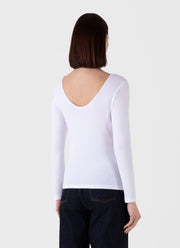 Women's Stretch Cotton Scoop Back Top in White