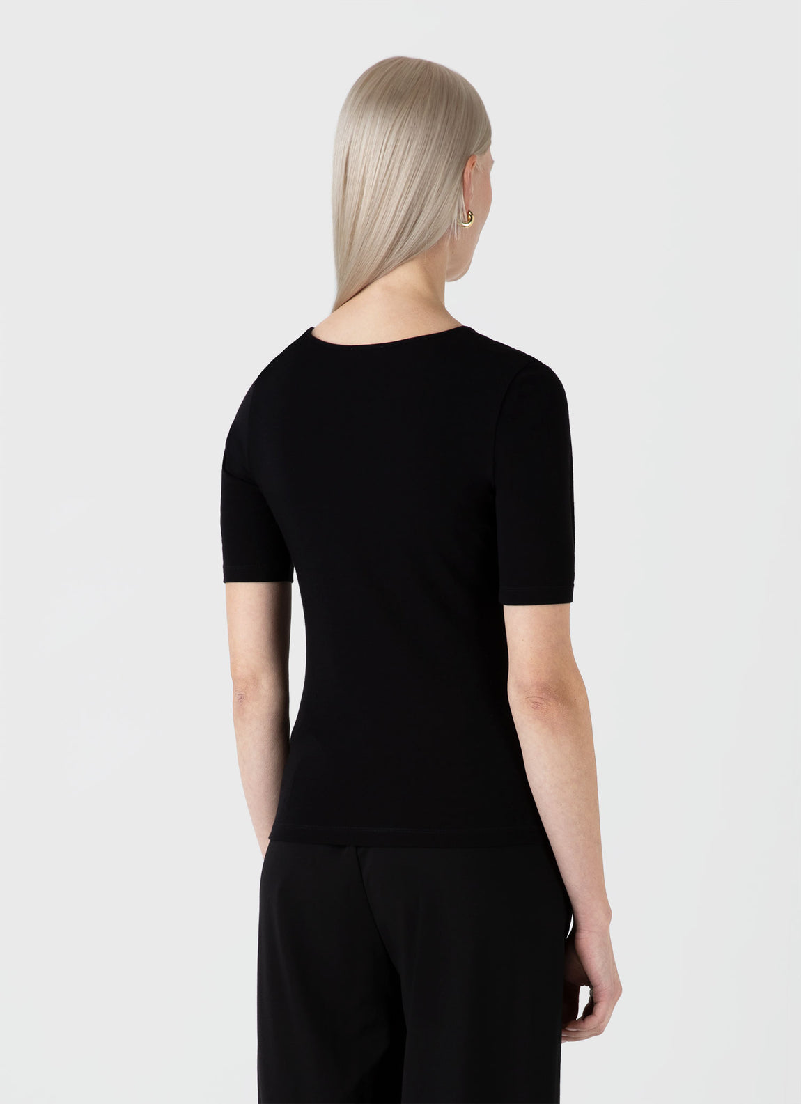 Women's Stretch Cotton Scoop Top in Black