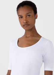 Women's Stretch Cotton Scoop Top in White