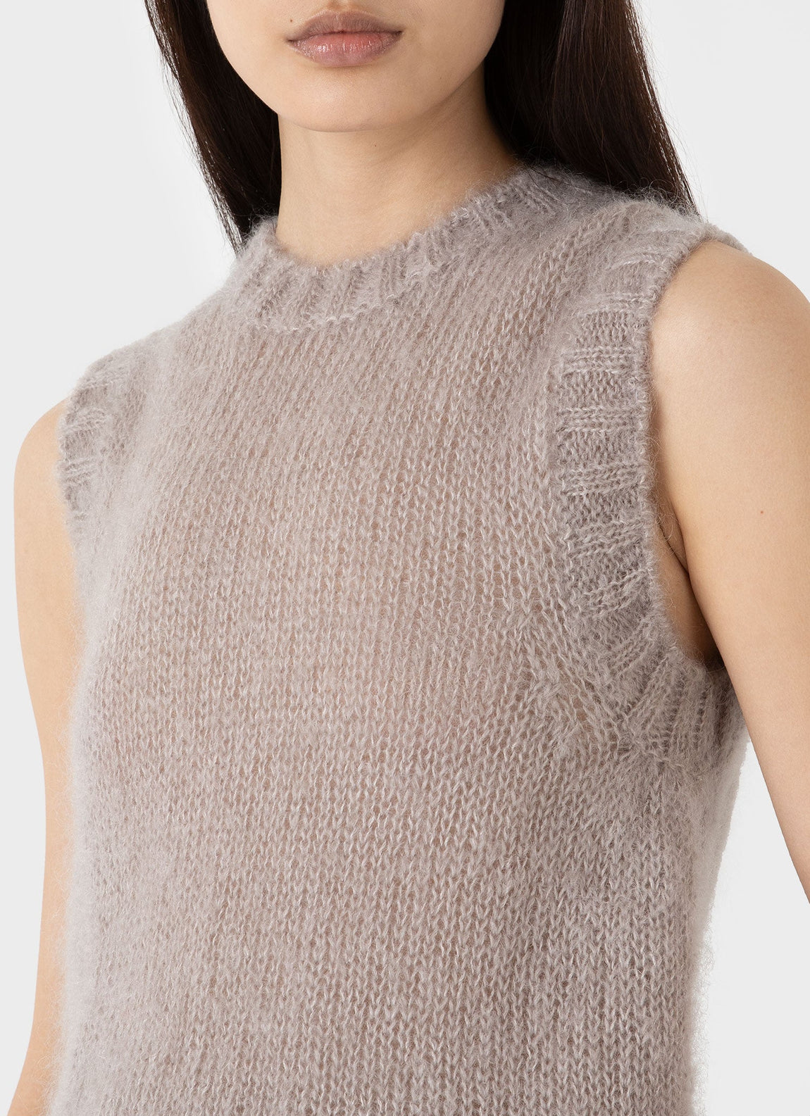 Women's Mohair Silk Vest in Sandstone