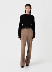 Women's Wool Flannel Trouser in Light Camel