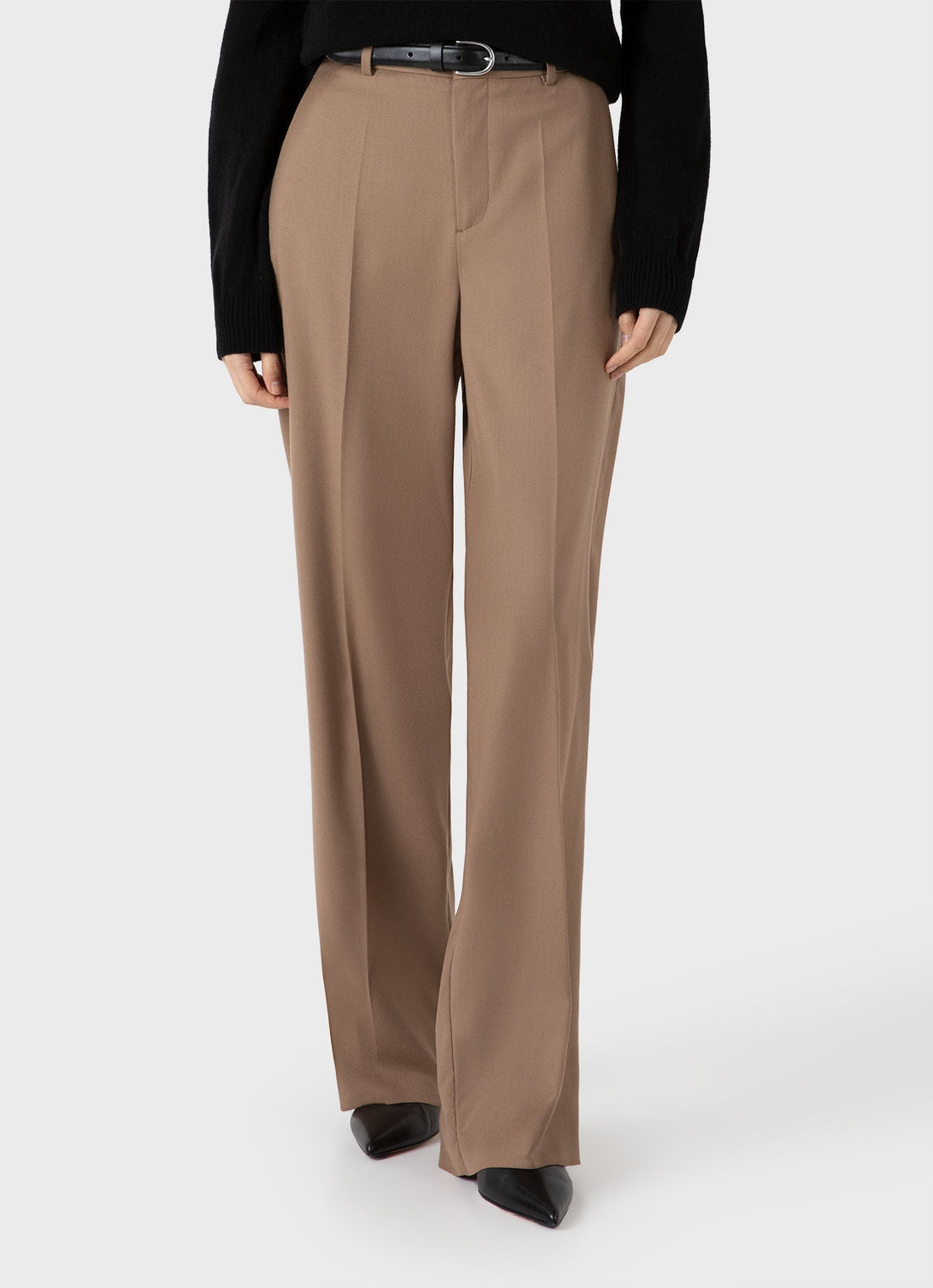 Women's Wool Flannel Trouser in Light Camel