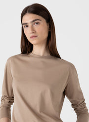 Women's Long Sleeve Boy Fit T-shirt in Sandstone