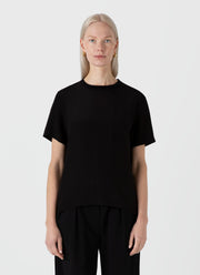 Women's Woven Silk T-shirt in Black