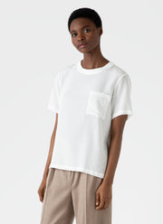 Women's Woven Silk T-shirt in Ecru