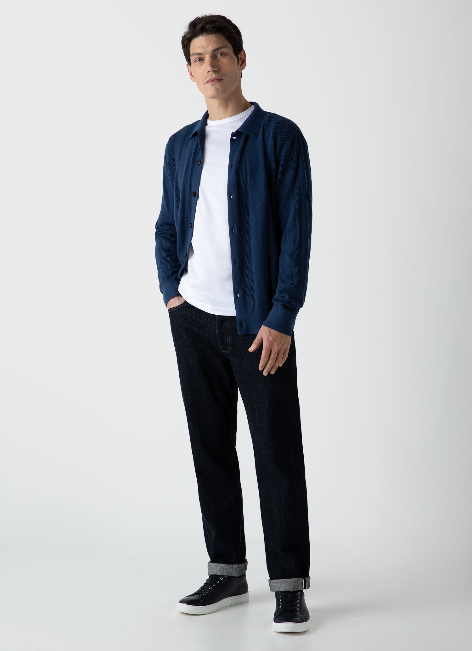 Men's Rib Knit Jacket in Coast