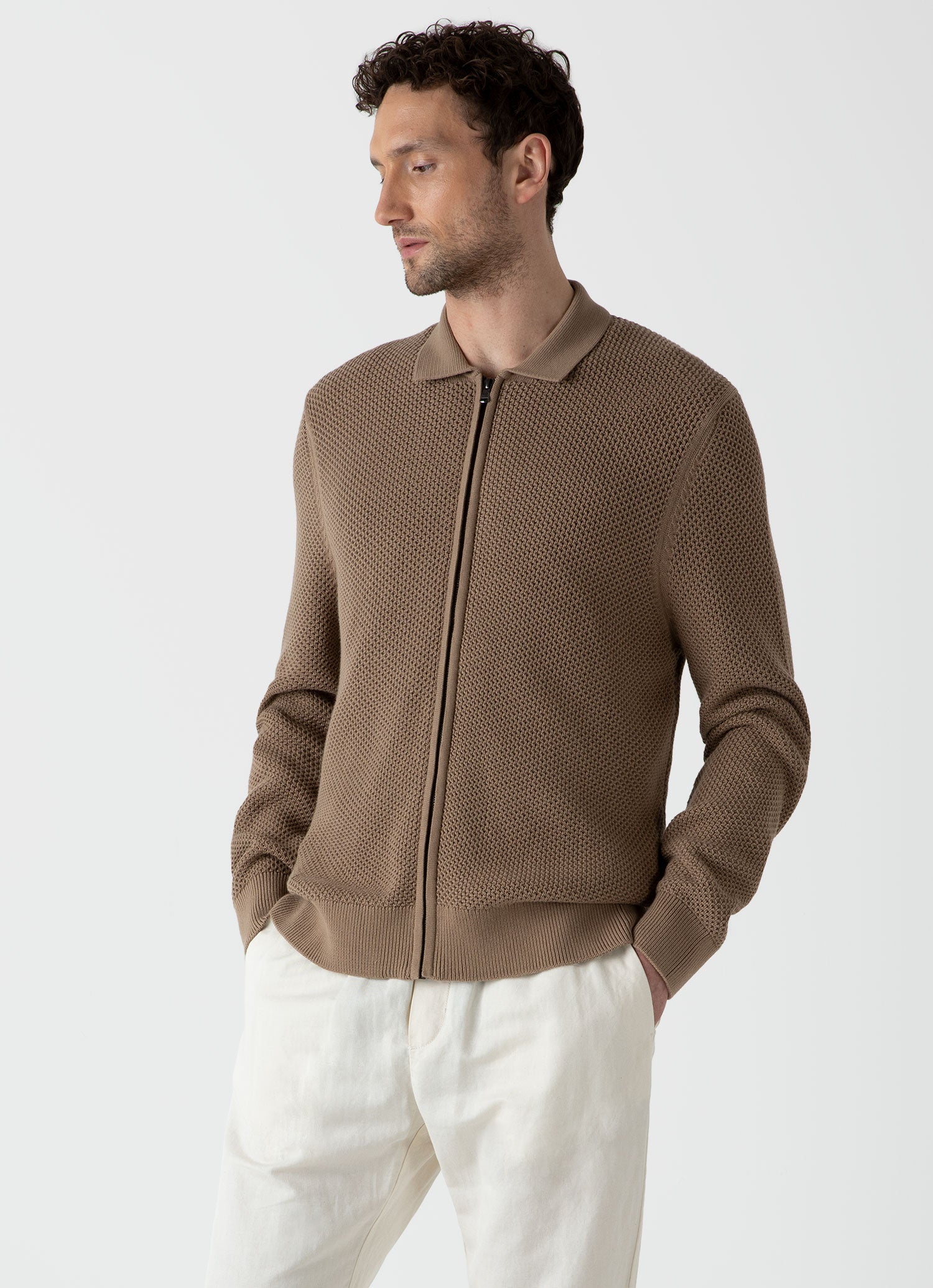 Men's Mr Porter Mesh Knit Jacket in Oat