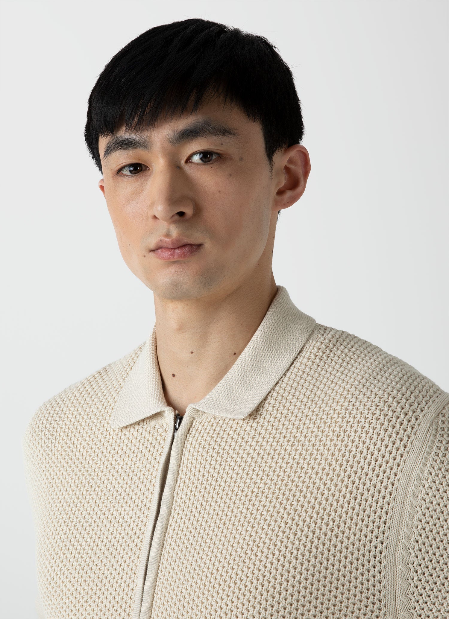 Men's Mr Porter Mesh Knit Jacket in Ecru