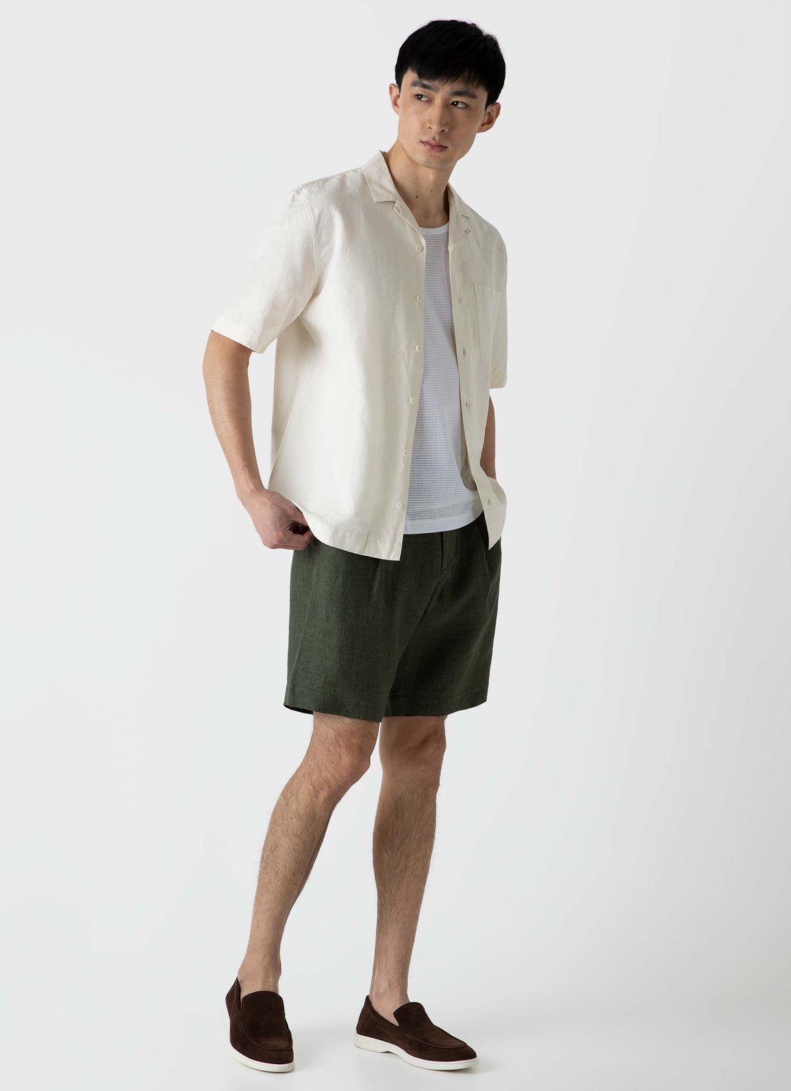 Men's Cotton Linen Shirt in Ecru